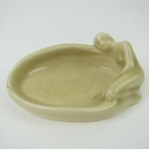 Vintage Rookwood Pottery Woman Figural Nude Pin Tray Dish Delta Theta Tau 1948